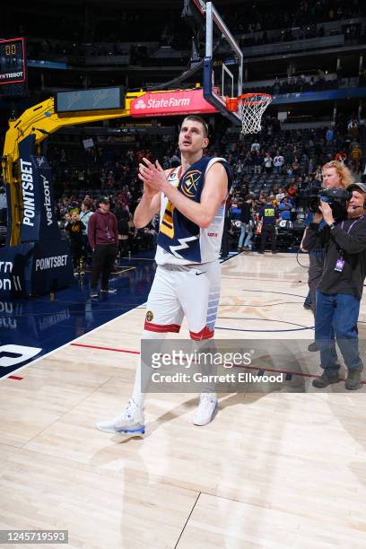 Nikola Jokic of the Denver Nuggets after the game against the Charlotte Hornets on December 18, 2022 at the Ball Arena in Denver, Colorado. NOTE TO...