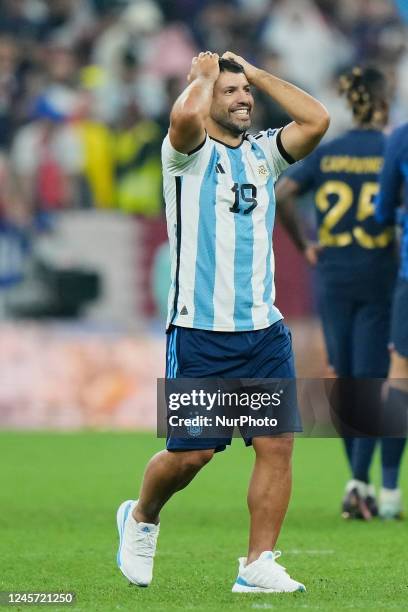 Sergio Aguero celebrates victory after the FIFA World Cup Qatar 2022 Final match between Argentina and France at Lusail Stadium on December 18, 2022...