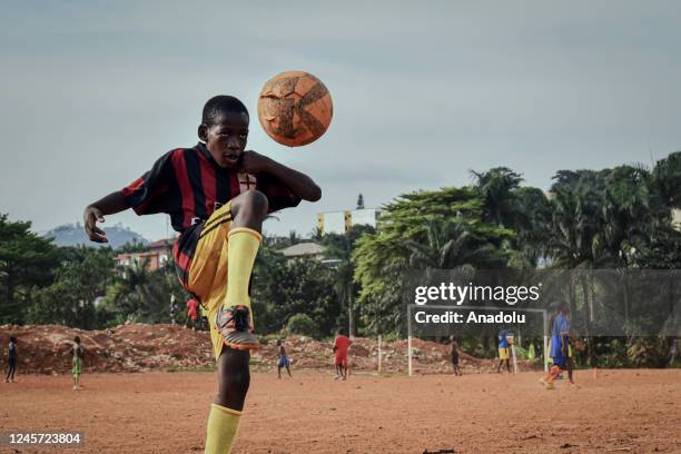 File photo dated November 9, 2022 shows a Cameroonian child playing ball ahead of 2022 FIFA World Cup in Yaounde, Cameroon.