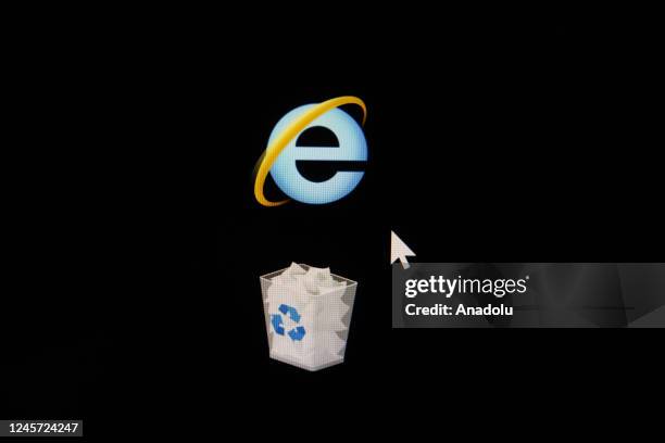 In this photo illustration the logos of Internet explorer and My Computer are seen on a screen in Ankara, Turkiye on December 19, 2022. Binnur Ege...