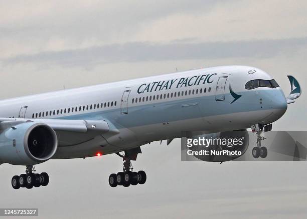 Airbus A350-1041 before delivering it to Cathay Pacific Airways at Toulouse Blagnac Airport, in Toulouse on 08th December 2022. --