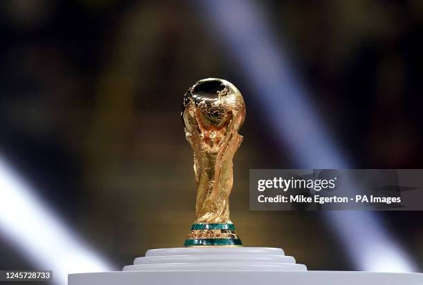 General view of the FIFA World Cup Trophy at the Lusail Stadium in Lusail, Qatar. Picture date: Sunday December 18, 2022. Picture date: Sunday...