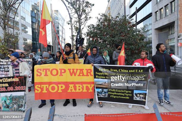 Tigrayan protesters and activists demonstrate in a rally against Ethiopia and Eritrea for the the ongoing war in Tigray region and the alleged...