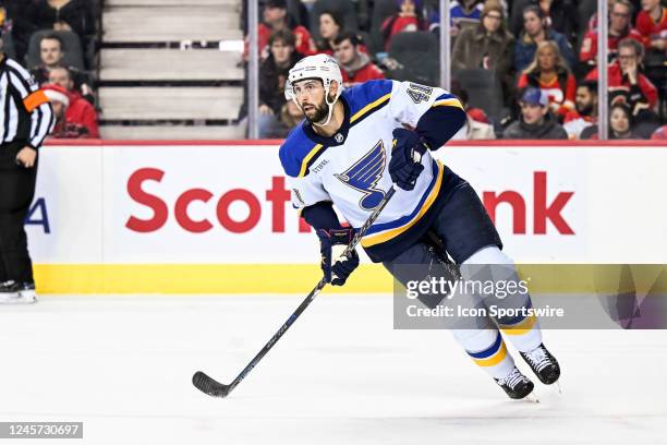 St. Louis Blues Defenceman Robert Bortuzzo in action during the first period of an NHL game between the Calgary Flames and the St. Louis Blues on...