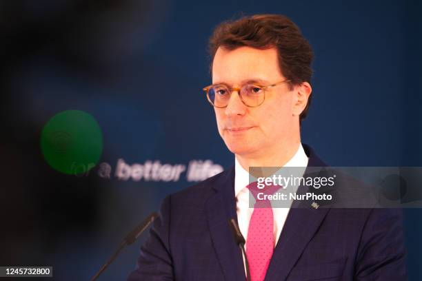 Wust Not Ruler State Prime Minister of NRW Hendrik Wust speaks during the visit of ...