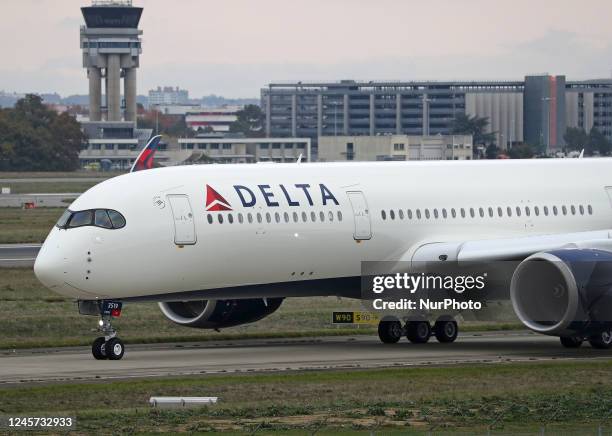 Test at Toulouse Blagnac airport of the Airbus A350-941 neo before being delivered to Delta Airlines, in Toulouse on 08th December 2022. --