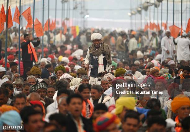 Farmers from different parts of India takes part in "Kisan Garjana Rally" organized by Bharatiya Kisan Sangh for their various demands at Ramlila...