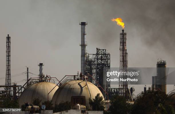 View shows part of the state oil firm Petroleos Mexicanos refinery in Salamanca. State of Guanajuato, Mexico, Monday, December 19, 2022. The Bank of...