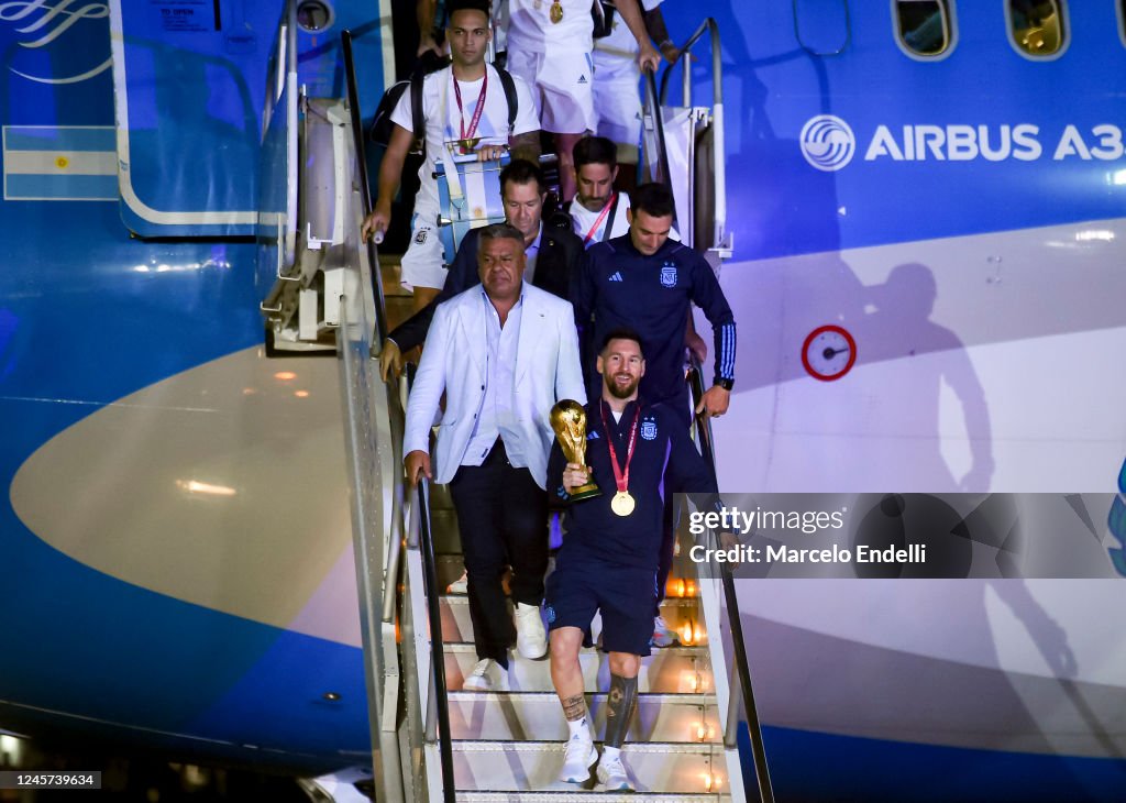 FIFA World Cup Qatar 2022 Winners Arrive to Buenos Aires