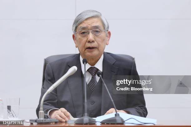 Haruhiko Kuroda, governor of the Bank of Japan , during a news conference at the central bank's headquarters in Tokyo, Japan, on Tuesday, Dec. 20,...