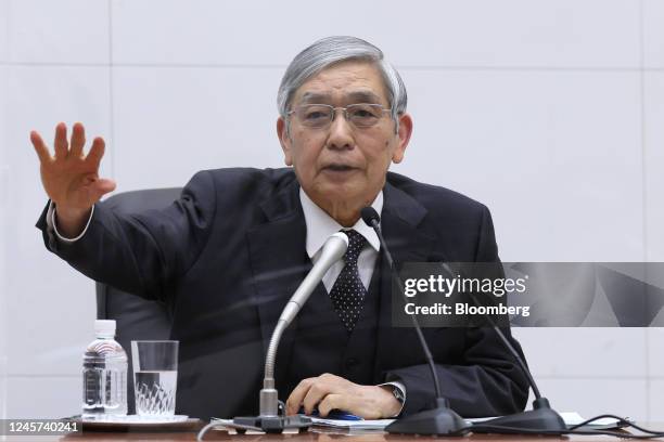 Haruhiko Kuroda, governor of the Bank of Japan , during a news conference at the central bank's headquarters in Tokyo, Japan, on Tuesday, Dec. 20,...