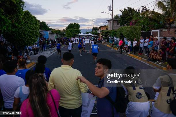 Salvadorans support their community teams during soccer matches within the framework of the Street Soccer Champion of Champions final in a community...