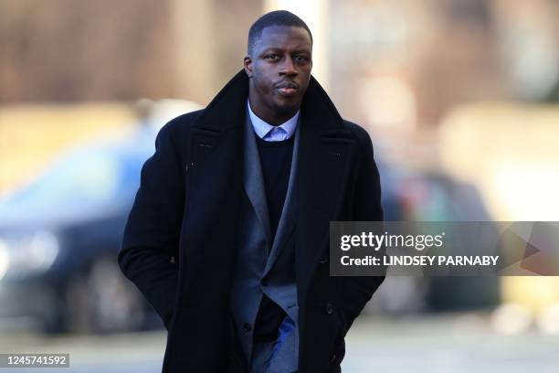 Manchester City and France footballer Benjamin Mendy arrives at Chester Crown Court in Chester, northwest England, on December 20, 2022. - A jury...