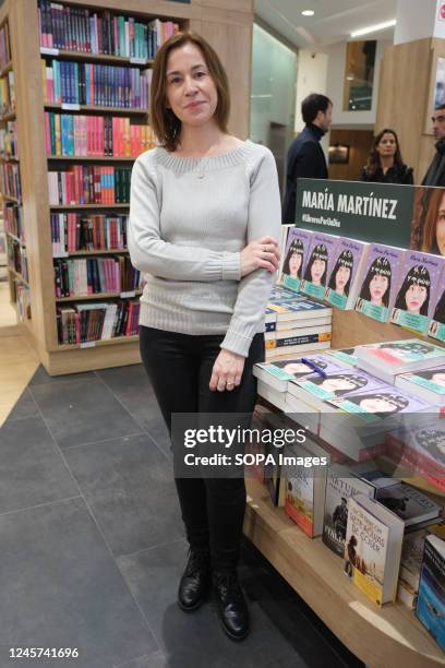 María Martínez during the campaign "Acción de Navidad Por la lectura" at the Casa del Libro bookstore in Madrid. "Acción de Navidad Por la lectura"...