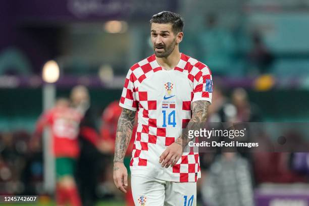 Marko Livaja of Croatia looks on during the FIFA World Cup Qatar 2022 3rd Place match between Croatia and Morocco at Khalifa International Stadium on...