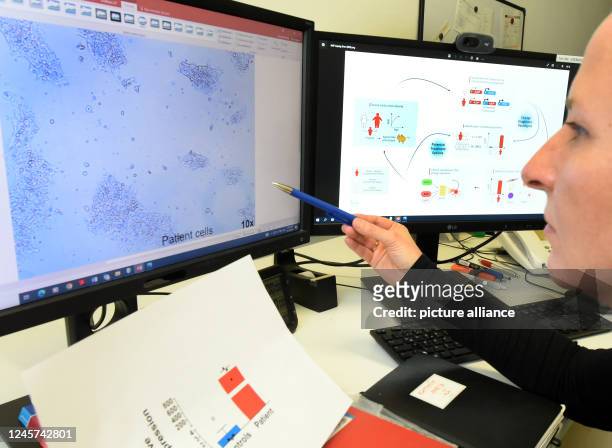 December 2022, Saxony, Leipzig: Biologist Kathrin Landgraf works on a schematic diagram of research findings on childhood obesity in the Pediatric...