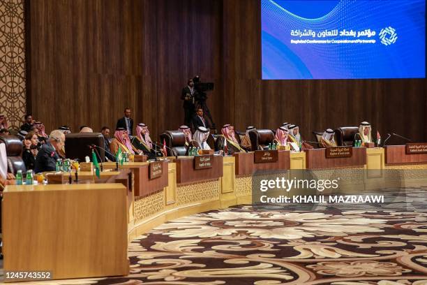 Arab League Secretary-General Ahmed Aboul-Gheit, along with representatives of Turkey and Qatar, Saudi Foreign Minister Prince Faisal bin Farhan...