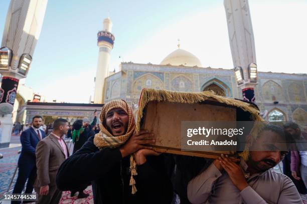 People attend the funeral ceremony of 8 people who died in the armed attack carried out by the terrorist organization Daesh in the village of Albu...