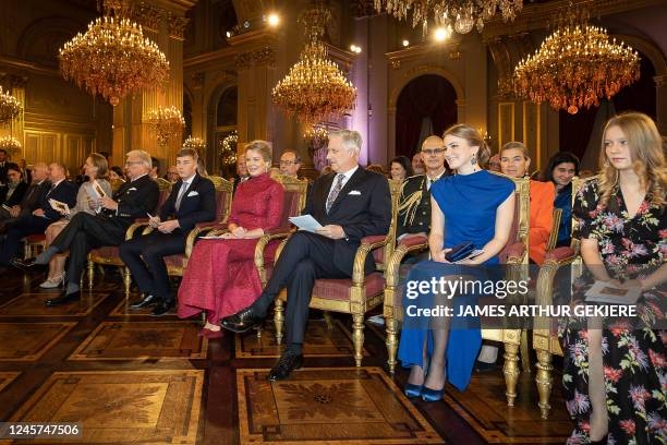 Prince Laurent of Belgium, Prince Amedeo, Queen Mathilde of Belgium, King Philippe - Filip of Belgium, Crown Princess Elisabeth and Princess Eleonore...