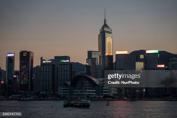 General view showing Wan Chai District, Hong Kong Convention and Exhibition Center on December 20, 2022 in Hong Kong, China.