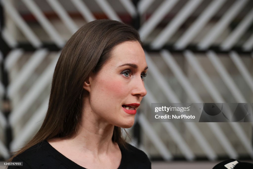 Prime Minister Of Finland Sanna Marin Talks To The Media At A Standup prime-minister-of-finland-sanna-marin-talks-to-the-media-at-a-standup