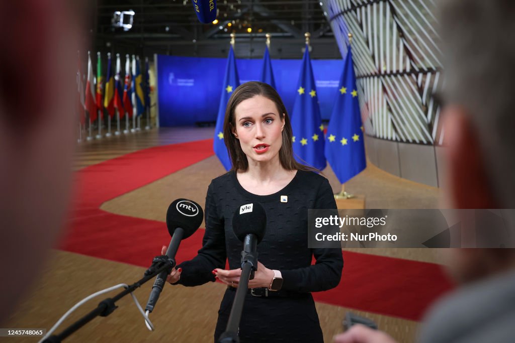 Prime Minister Of Finland Sanna Marin Talks To The Media At A Standup prime-minister-of-finland-sanna-marin-talks-to-the-media-at-a-standup
