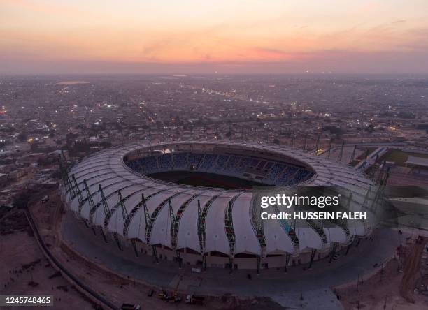 Picture shows a view of the al-Minaa stadium in Iraq's southern city of Basra on December 20 ahead of the the upcoming 25th Arabian Gulf Cup football...