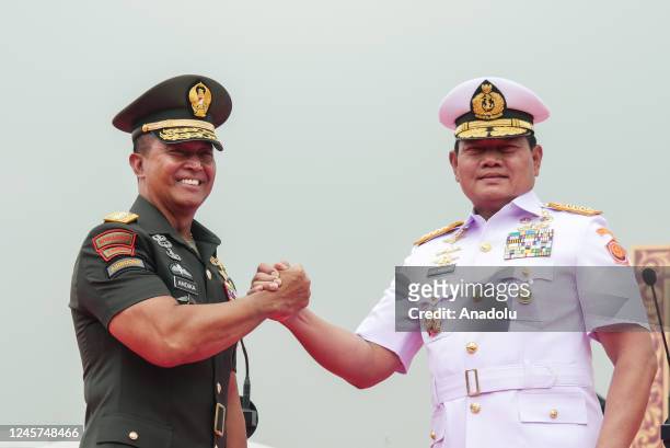 Handover ceremony of Commander of Indonesian Armed Forces from General Andika Perkasa to Admiral Yudo Margono at Indonesian Army Headquarters in...