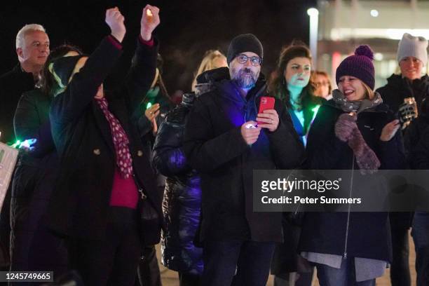 Rowling's husband Neil Murray is seen during a candle lit vigil over what they believe is a loss of women's rights in Scotland, outside the Scottish...
