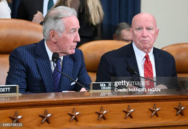 Committee chairman Rep. Richard Neal and ranking member Rep. Kevin Brady arrive for a House Ways and Means Committee hearing to discuss tax returns...