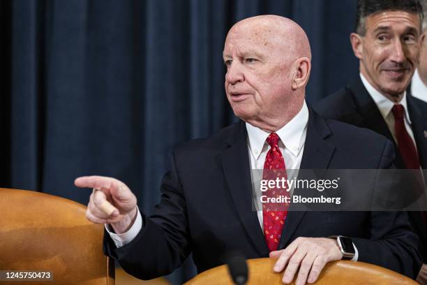 Representative Kevin Brady, a Republican from Texas and ranking member of the House Ways and Means Committee, arrives during a business meeting in...