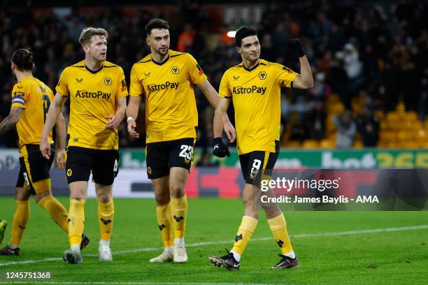Raul Jimenez of Wolverhampton Wanderers celebrates after scoring a goal to make it 1-0 during the Carabao Cup Fourth Round match between...