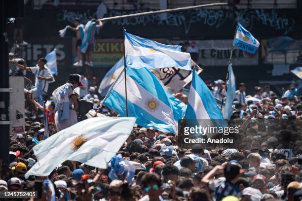 Argentinians celebrating their nationâs third World Cup victory, in the capital Buenos Aires, Argentina on December 20, 2022. On Sunday, Messi-led...