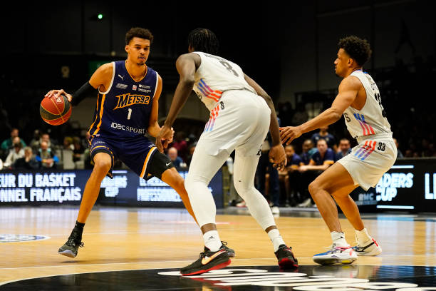 Victor Wembanyama during the French National Basketball League game between the Paris Basket and the Metropolitans 92 at Hall Georges Carpentier on...