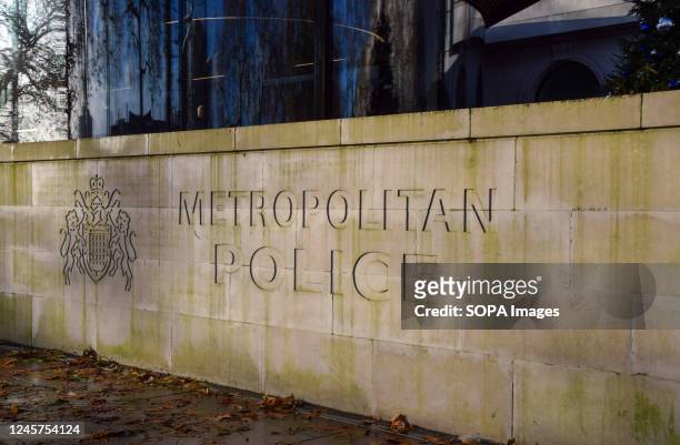 General view of the Metropolitan Police sign outside New Scotland Yard.