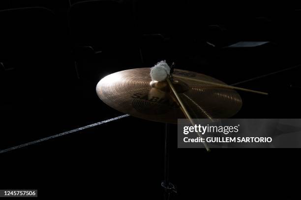 General view of a cymbal that the Drakensberg Boys Choir use during their functions near Winterton on December 9, 2022. - The Drakensberg Boys School...