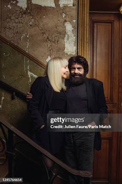 Marianne Weitzmann and writer Marek Halter are photographed for Paris Match on November 17, 2022 in Paris, France.