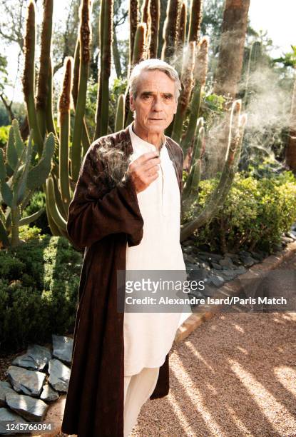 Actor Jeremy Irons is photographed for Paris Match at the La Mamounia Hotel during the 19th Marrakesh Film Festival 2022 on November 18, 2022 in...