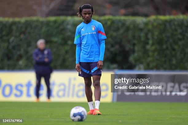 Ibrahima Ariel Bamba of Italy during an Italy training camp at Centro Tecnico Federale di Coverciano on December 21, 2022 in Florence, Italy.