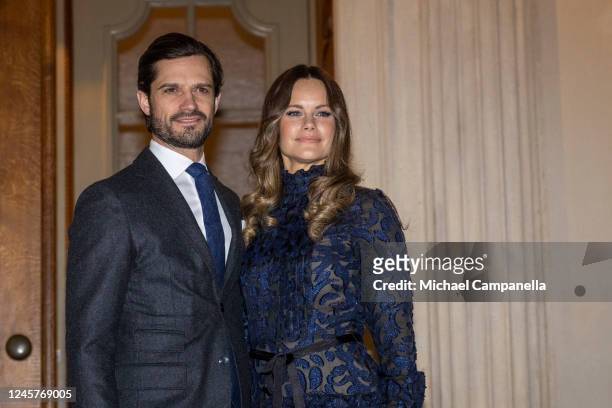 Prince Carl Philip and Princess Sofia of Sweden attend the concert "Christmas in Vasastan" at Gustaf Vasa Church on December 21, 2022 in Stockholm,...