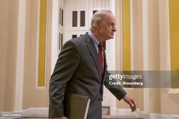 Senator Tom Carper, a Democrat from Delaware, at the US Capitol in Washington, DC, US, on Wednesday, Dec. 21, 2022. US lawmakers have agreed to a...