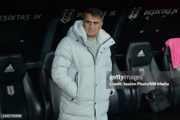 Coach Senol Gunes of Besiktas during the Ziraat Turkish Cup match between Besiktas and Sanliurfaspor at Vodafone Park on December 21, 2022 in...