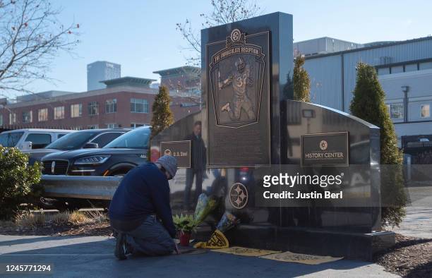 Fan pays their respect for Pittsburgh Steelers Pro Football Hall of Fame running back Franco Harris who passed away on Wednesday at the Immaculate...