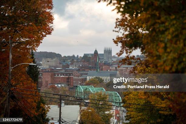 Lewiston seen from a hill in Auburn on Tuesday, October 18, 2022.
