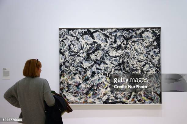 Visitor in front of Jackson Pollock's painting at Art Institute of Chicago in Chicago, Illinois, United States, on October 17, 2022.