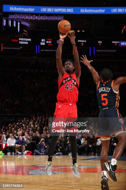 Pascal Siakam of the Toronto Raptors shoots the ball during the game against the New York Knicks on December 21, 2022 at Madison Square Garden in New...