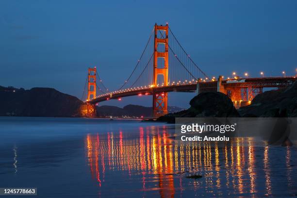 Golden Gate Bridge is seen from Marshall's Beach in San Francisco, California, United States on December 21, 2022.