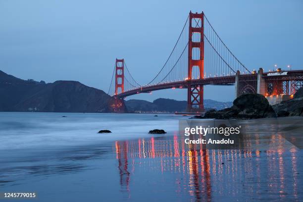 Golden Gate Bridge is seen from Marshall's Beach in San Francisco, California, United States on December 21, 2022.