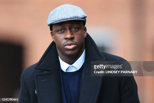 Manchester City and France footballer Benjamin Mendy arrives at Chester Crown Court in Chester, northwest England, on December 22, 2022. - A jury...