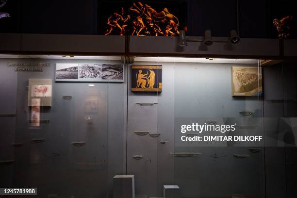 This photograph taken on December 22 shows an empty glass display cases at the Kherson Regional Museum, specialising in local history and natural...